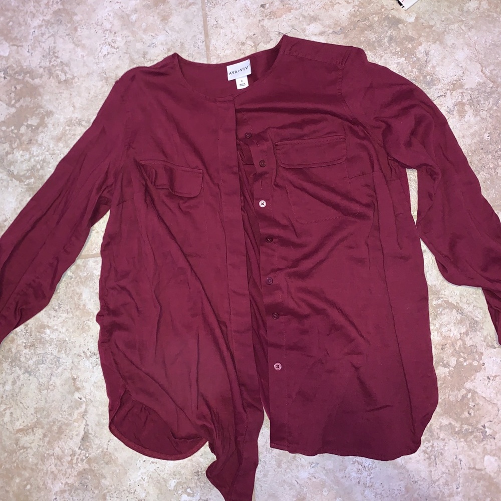 Ava & Viv Maroon button up shirt